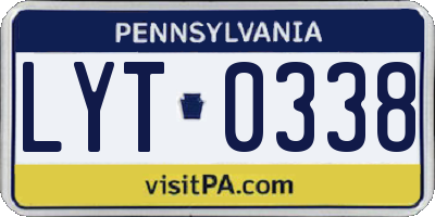 PA license plate LYT0338