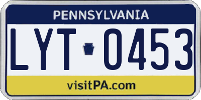 PA license plate LYT0453