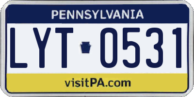 PA license plate LYT0531