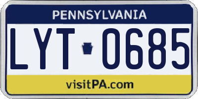 PA license plate LYT0685