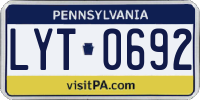 PA license plate LYT0692