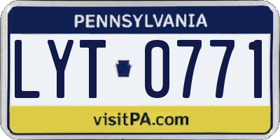 PA license plate LYT0771