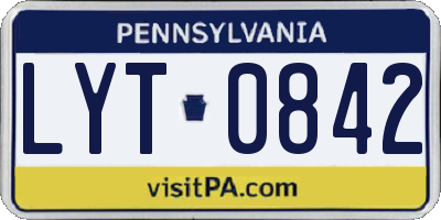 PA license plate LYT0842