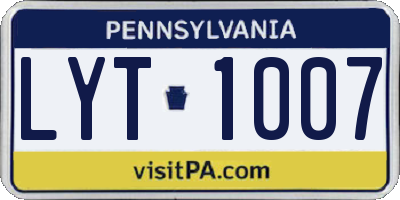PA license plate LYT1007