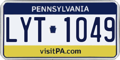 PA license plate LYT1049