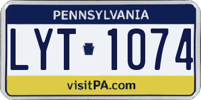 PA license plate LYT1074