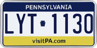 PA license plate LYT1130