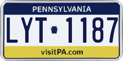 PA license plate LYT1187