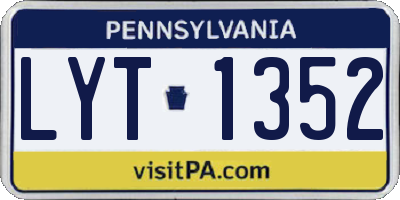 PA license plate LYT1352