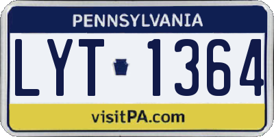PA license plate LYT1364