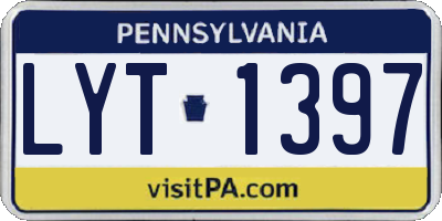 PA license plate LYT1397