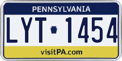 PA license plate LYT1454