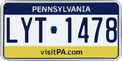 PA license plate LYT1478