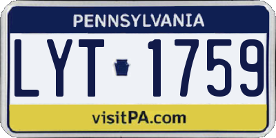 PA license plate LYT1759