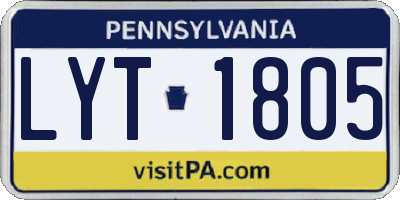 PA license plate LYT1805