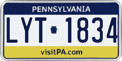 PA license plate LYT1834