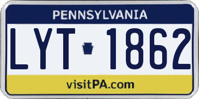 PA license plate LYT1862