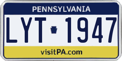 PA license plate LYT1947