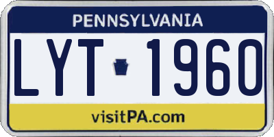 PA license plate LYT1960