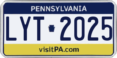 PA license plate LYT2025
