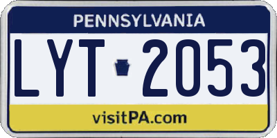 PA license plate LYT2053