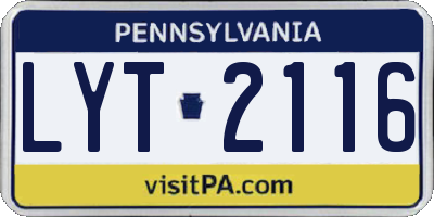 PA license plate LYT2116