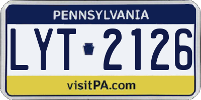 PA license plate LYT2126