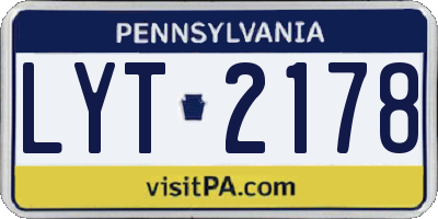 PA license plate LYT2178