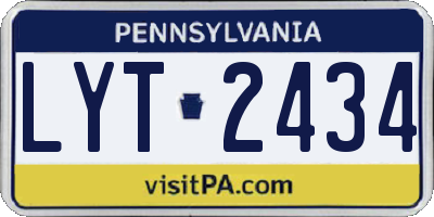 PA license plate LYT2434