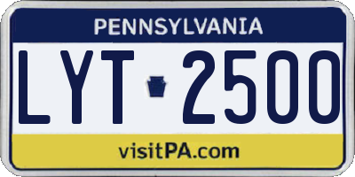 PA license plate LYT2500