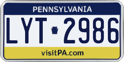 PA license plate LYT2986