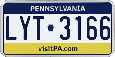 PA license plate LYT3166