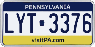 PA license plate LYT3376