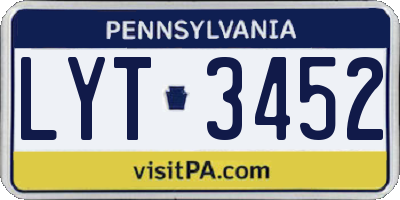 PA license plate LYT3452