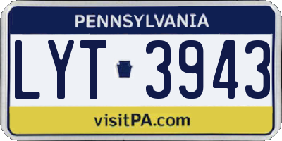 PA license plate LYT3943