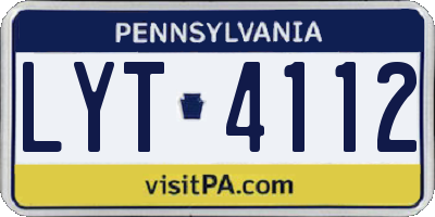 PA license plate LYT4112