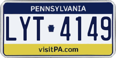 PA license plate LYT4149