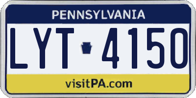PA license plate LYT4150