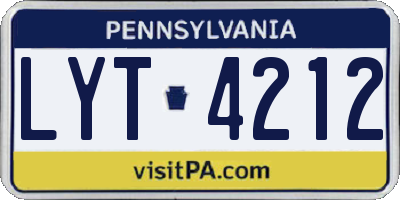 PA license plate LYT4212