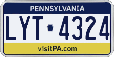 PA license plate LYT4324