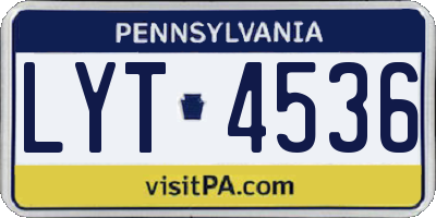 PA license plate LYT4536