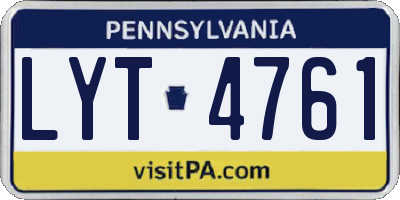 PA license plate LYT4761