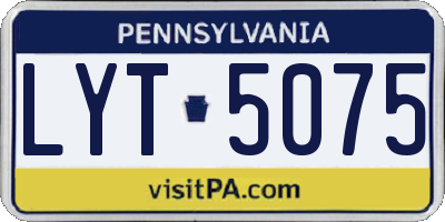 PA license plate LYT5075