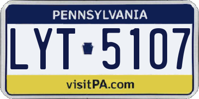 PA license plate LYT5107