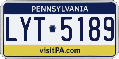 PA license plate LYT5189