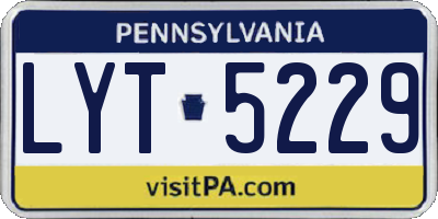 PA license plate LYT5229
