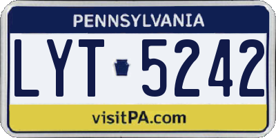 PA license plate LYT5242