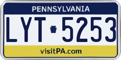 PA license plate LYT5253