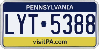 PA license plate LYT5388
