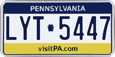 PA license plate LYT5447